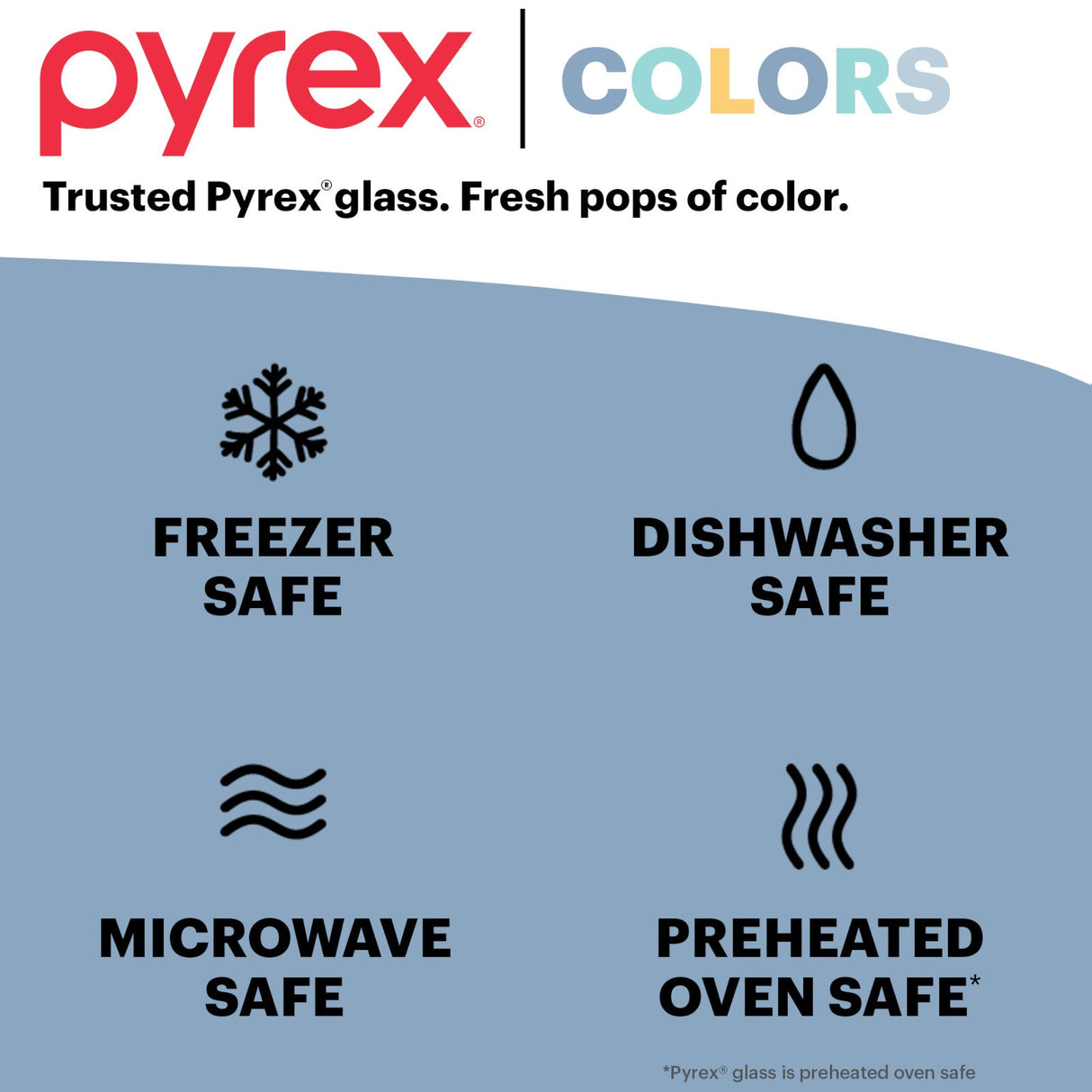 pyrex colors trusted pyrex glass fresh pops of color freezer, dishwasher, microwave & preheated oven