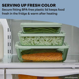  Simply Store® Tinted 4-piece Rectangle Storage Set with Green Plastic Lids with text Serving Up Fresh Color