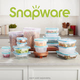  Snapware plastic set on tabletop with text Snapware