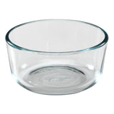 Clear glass bowl on a white background