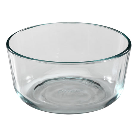 Clear glass bowl on a white background